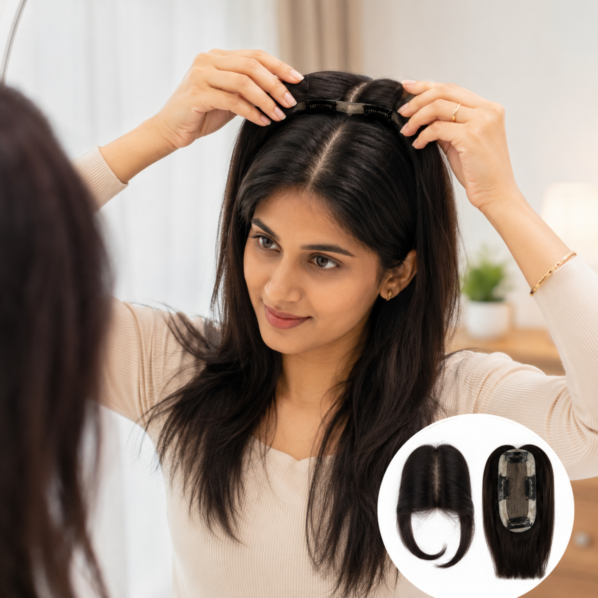 Hairzo 2x5 Bio Base Hair Topper | 100% Remy Virgin Human Hair Topper for Women | Natural Hair Volume & Parting Coverage Solution