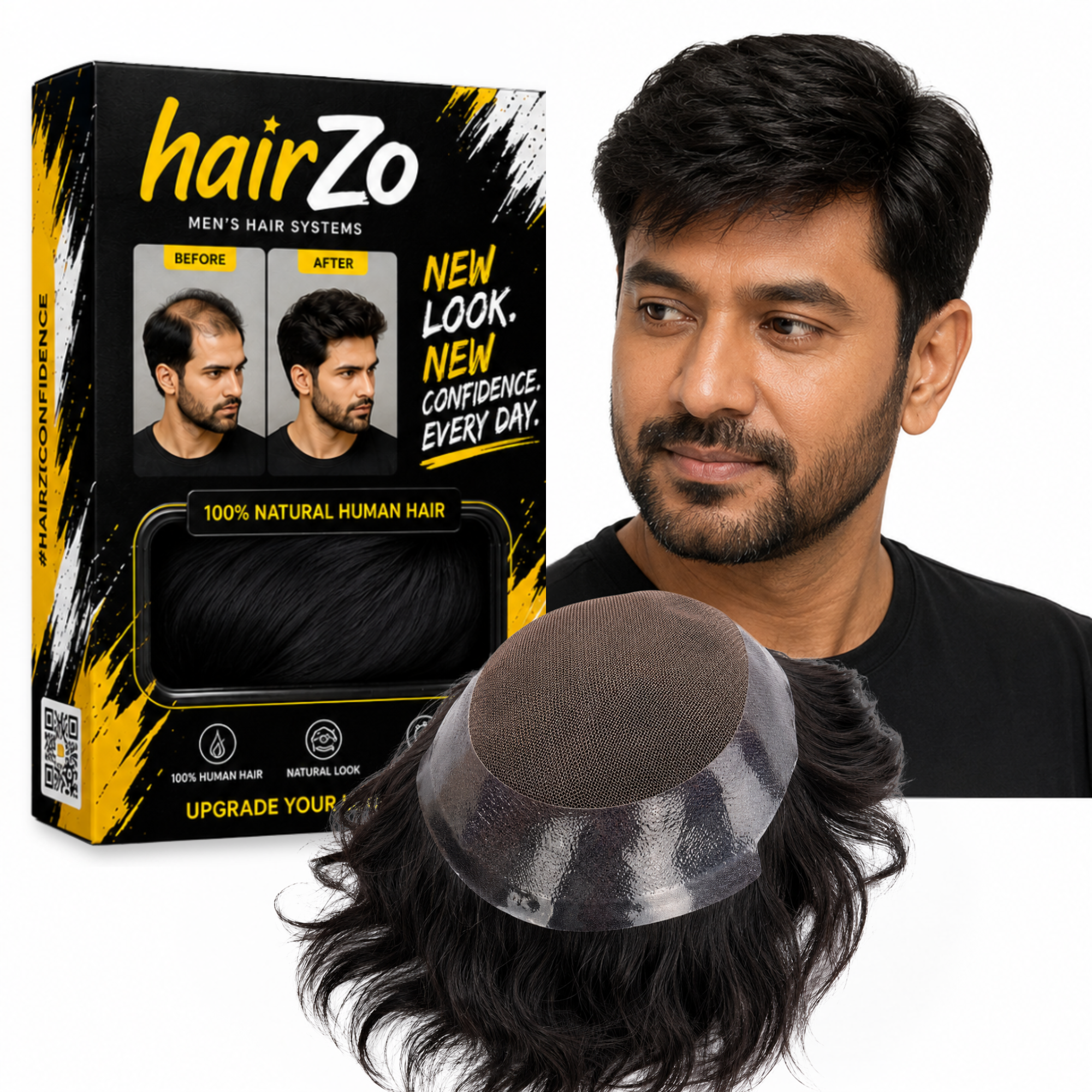 Hairzo Australian Hair Patch for Men – 100% Real Human Hair, 4D French Lace