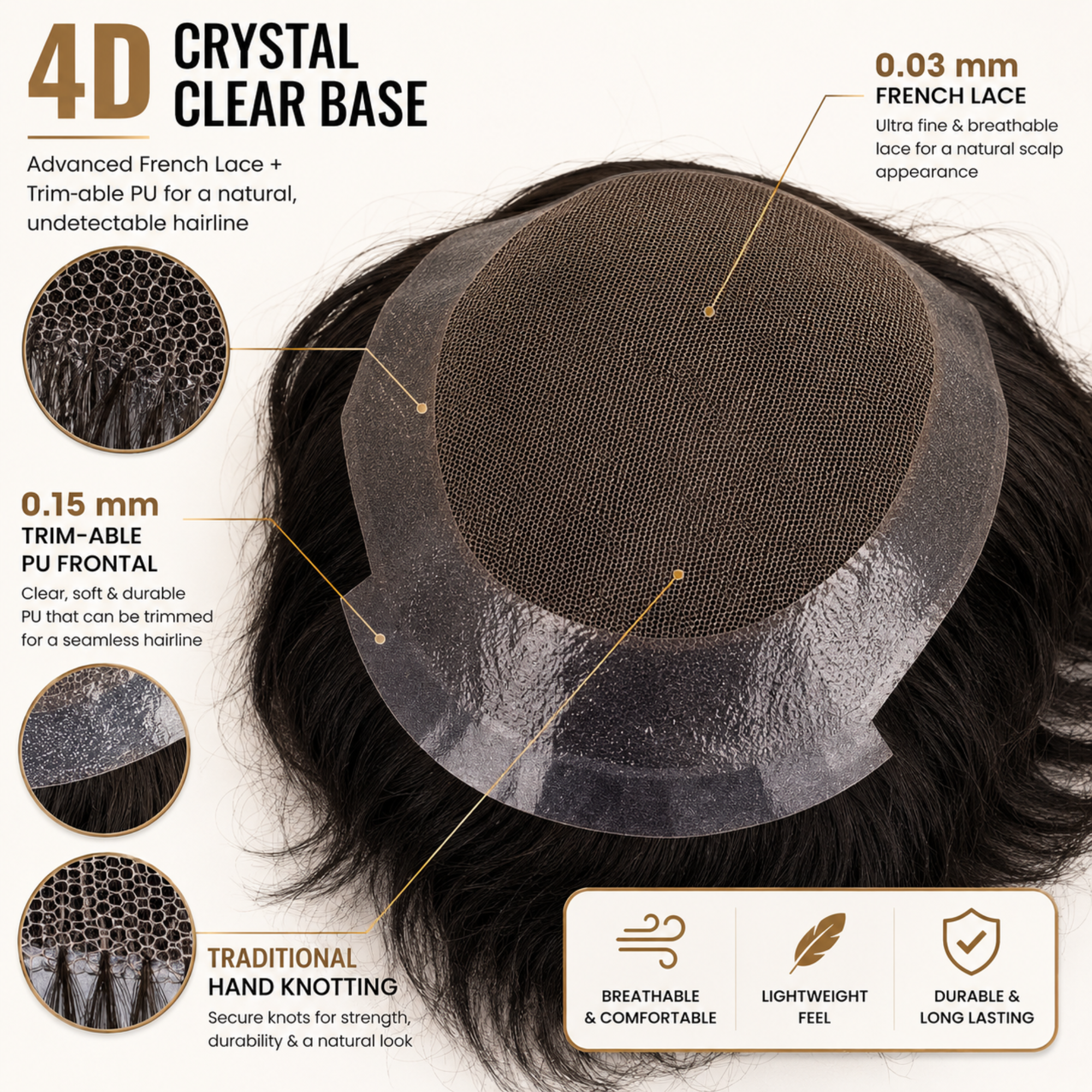 Hairzo Australian Hair Patch for Men – 100% Real Human Hair, 4D French Lace