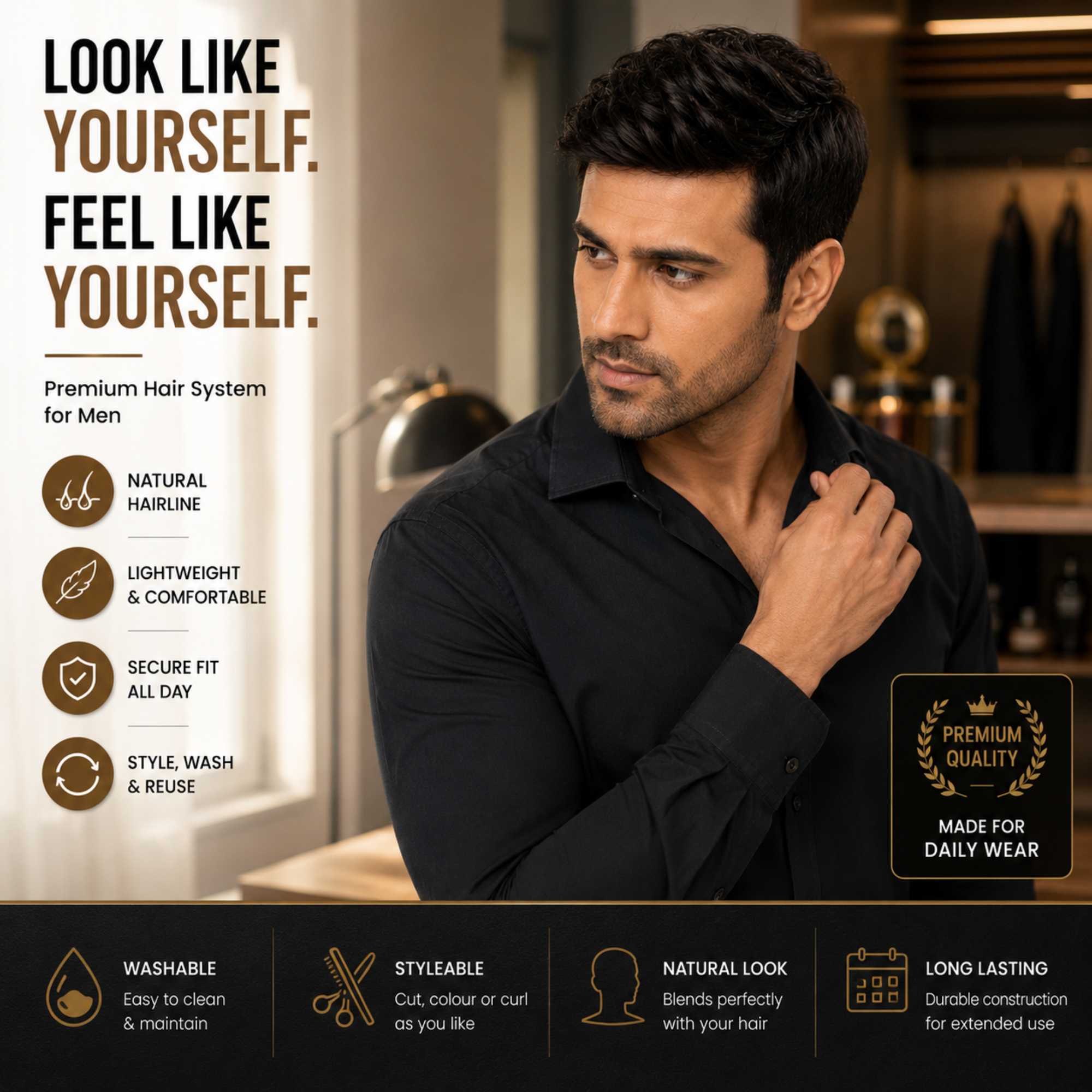 Hairzo Australian Hair Patch for Men – 100% Real Human Hair, 4D French Lace