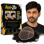 Hairzo Full Lace Hair Patch for Men – 100% Real Human Hair, 360° Full Lace