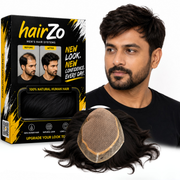 Hairzo Mirage Skin Base Hair Patch for Men – 100% Human Hair with Wide PU Border