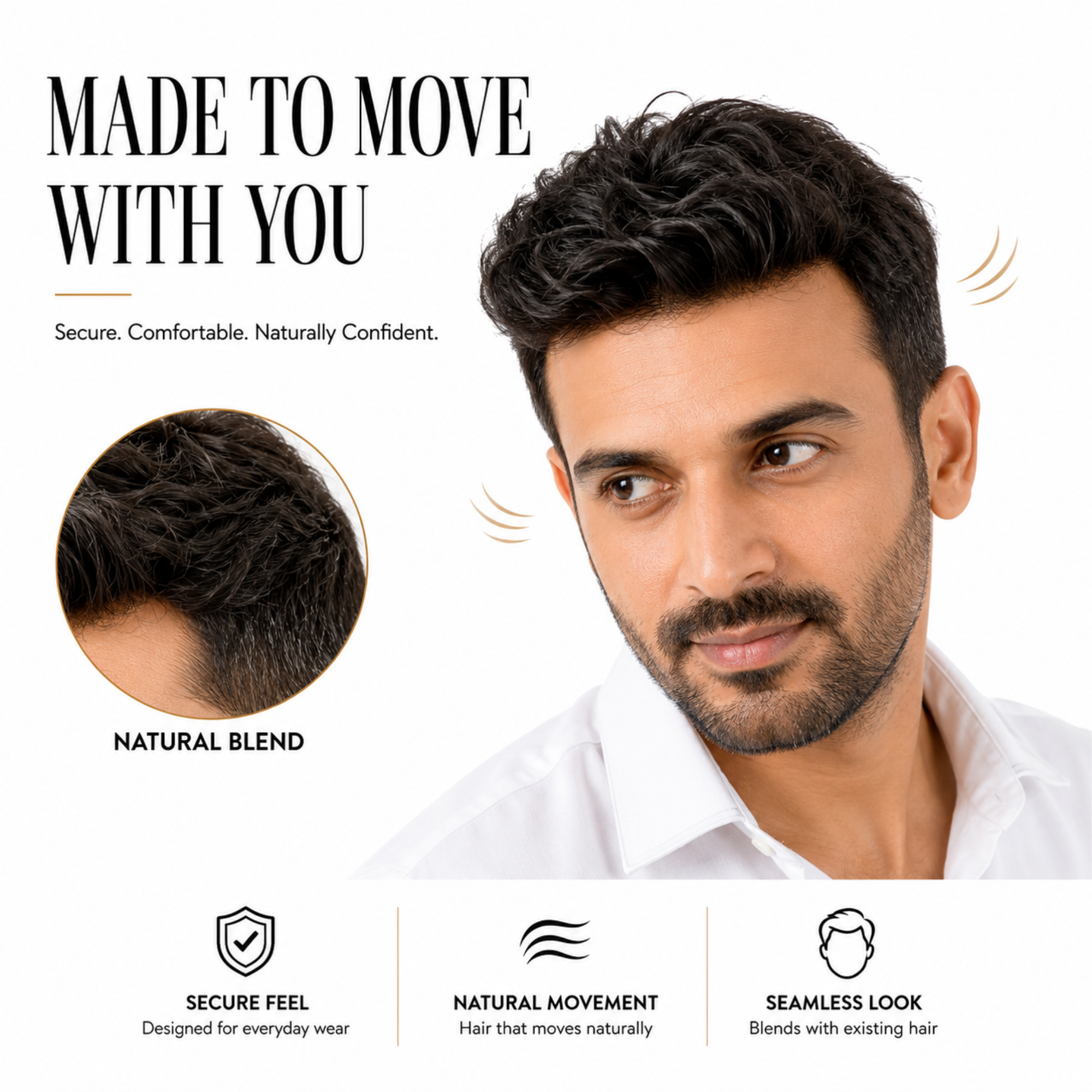 Hairzo Mirage Skin Base Hair Patch for Men – 100% Human Hair with Wide PU Border