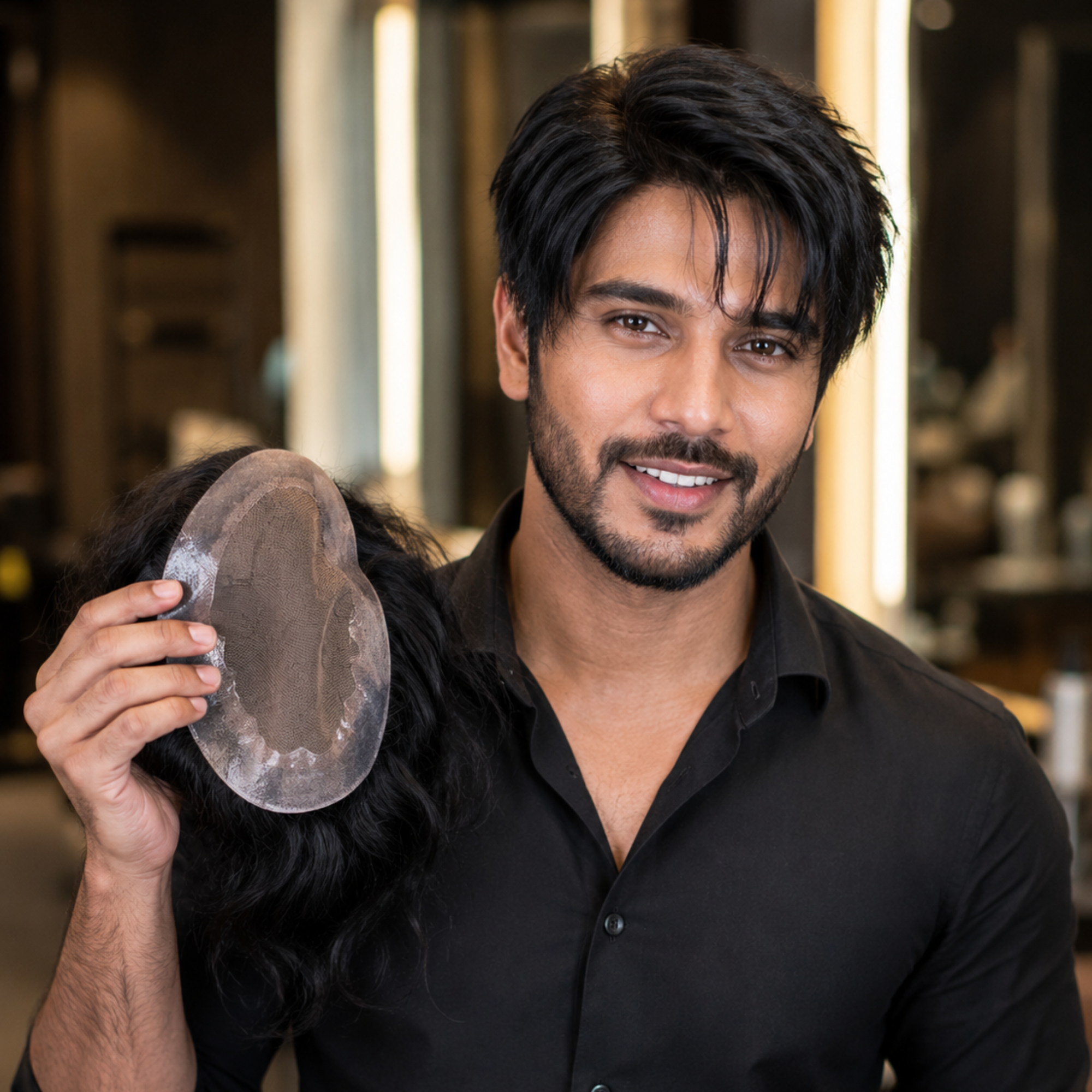 Hairzo BMW Smart Hair Patch for Men | 100% Real Human Hair Toupee with 3X Optical Base & Slim PU Perimeter | Natural Hair Replacement System for Bald Men
