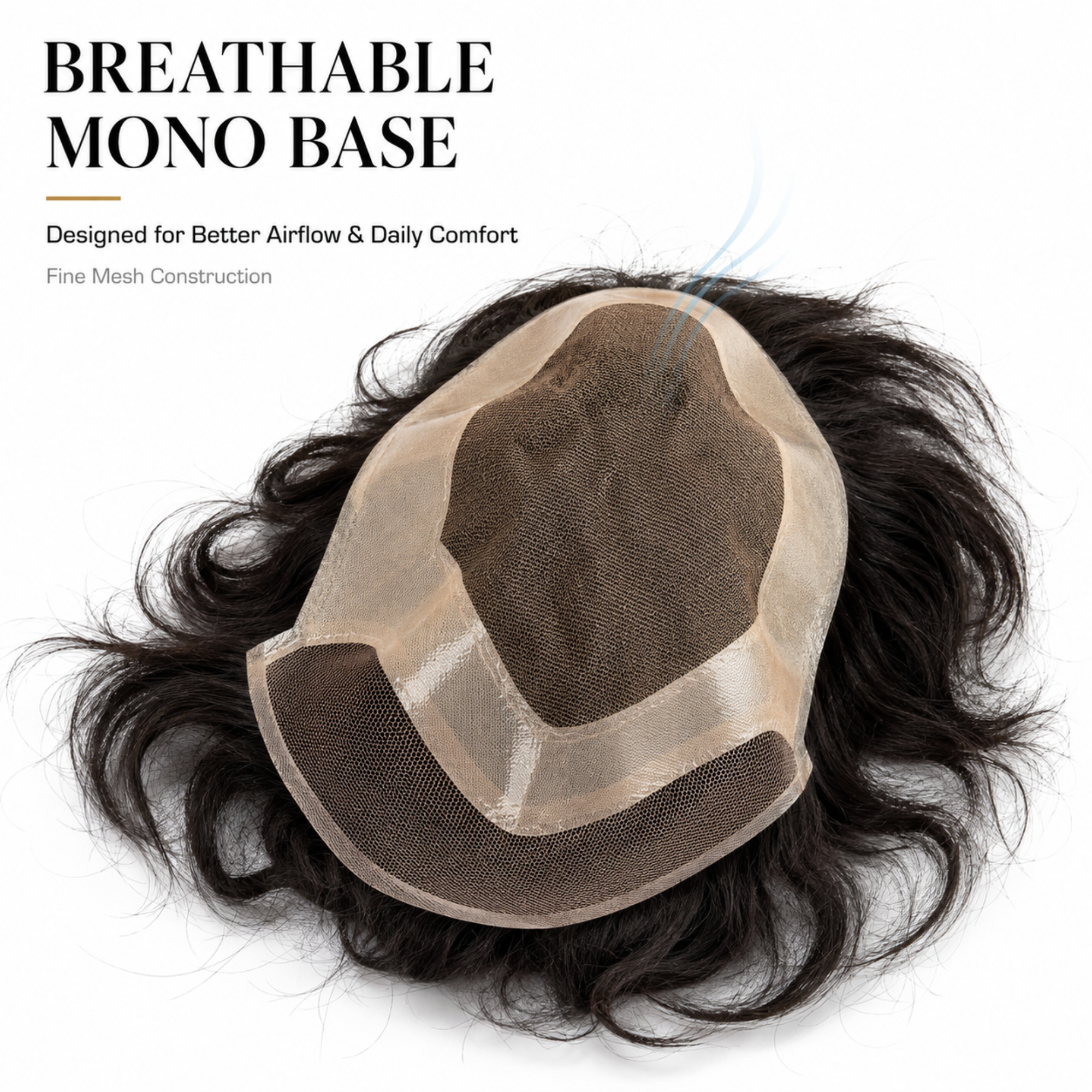 Hairzo Mono Front Lace Hair Patch for Men – 100% Real Human Hair with PU Perimeter