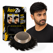 Hairzo Monofilament Hair Patch for Men – 100% Real Human Hair with PU Perimeter