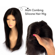 Hairzo Multi Combing Silicone Hair Wig for Women | Secure Grip Wig with Silicone Cap & Multiple Combs | Natural Looking Full Coverage Wig