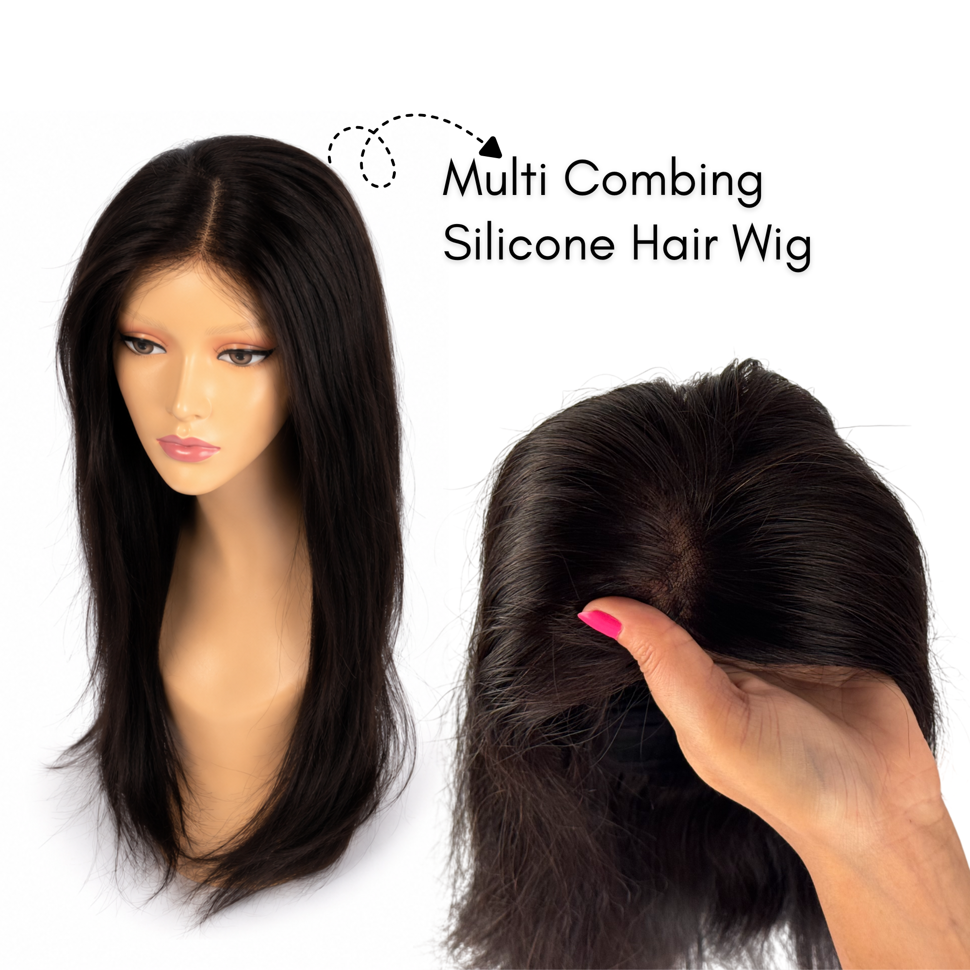 Hairzo Multi Combing Silicone Hair Wig for Women | Secure Grip Wig with Silicone Cap & Multiple Combs | Natural Looking Full Coverage Wig