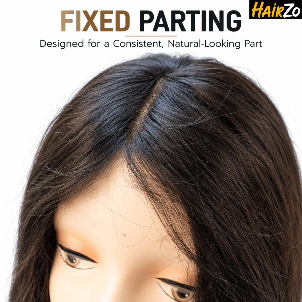 Fixed Parting Bio Hair Wig for Women – Long Straight Natural-Looking Hair Wig with Fixed Middle Parting, Comfortable Breathable Cap, Smooth Finish, Full Hair Coverage