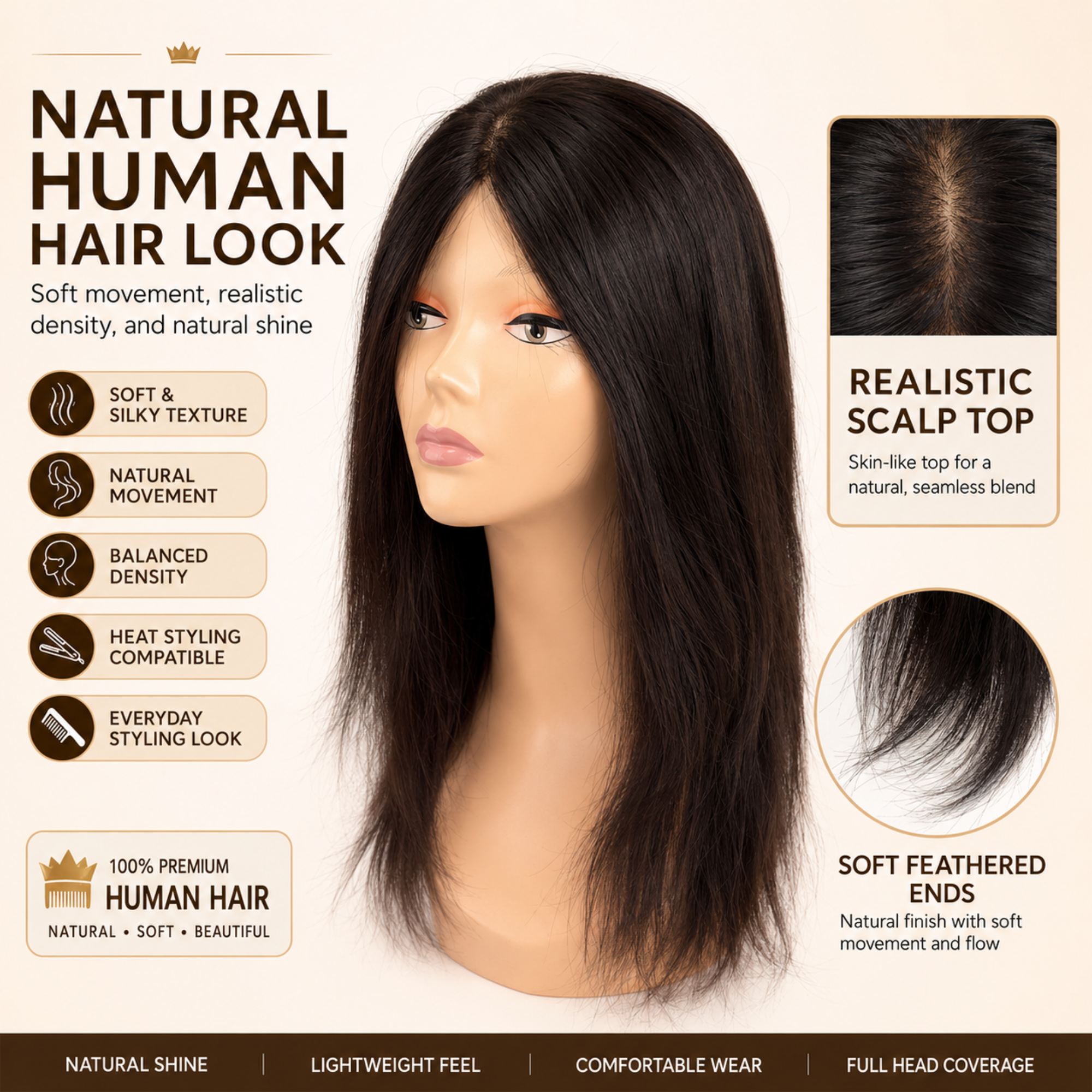 Hairzo Skin Mesh Ladies Hair Wig | 100% Human Hair Wig for Women | Breathable Mesh Cap Wig with Natural Scalp Effect