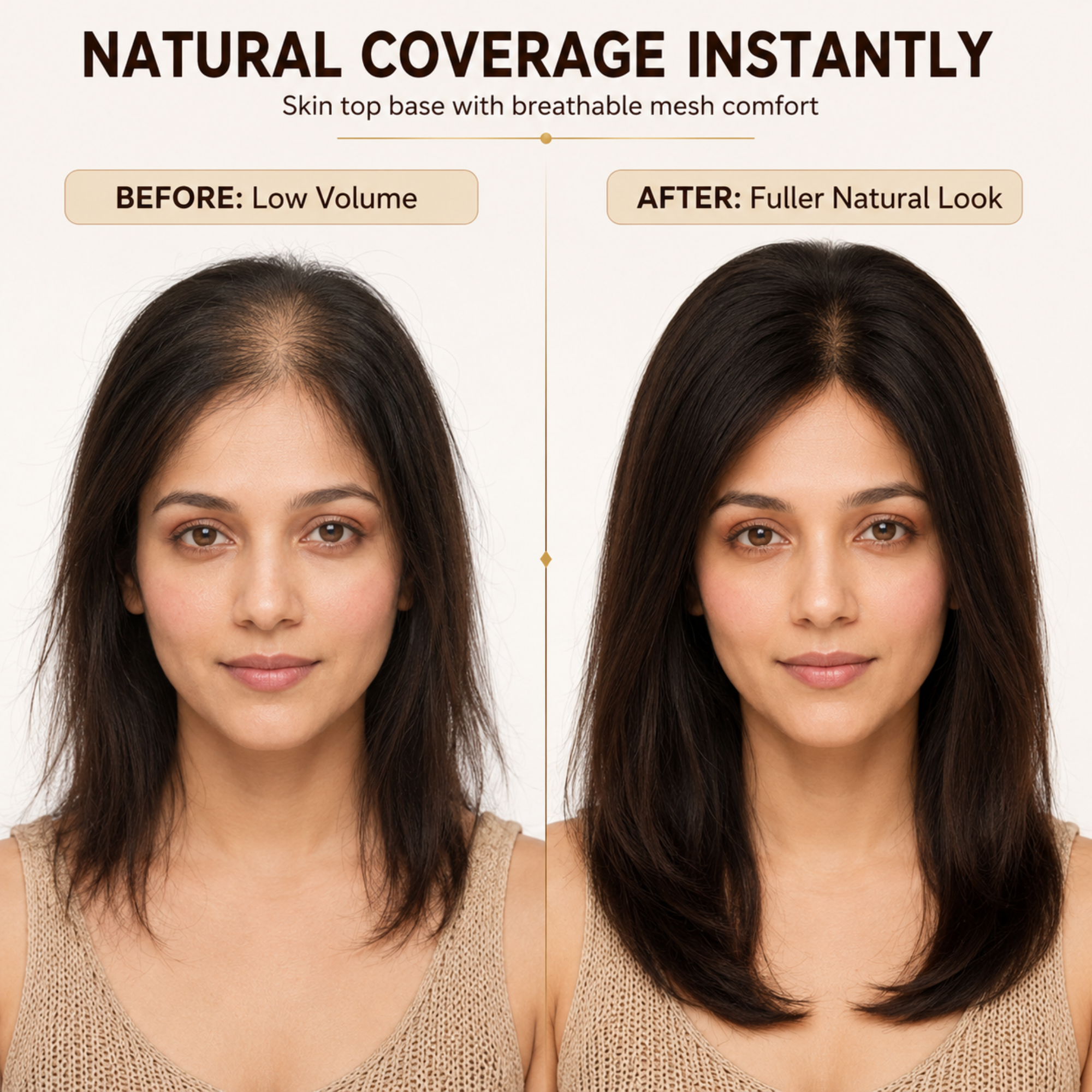 Hairzo Skin Mesh Ladies Hair Wig | 100% Human Hair Wig for Women | Breathable Mesh Cap Wig with Natural Scalp Effect