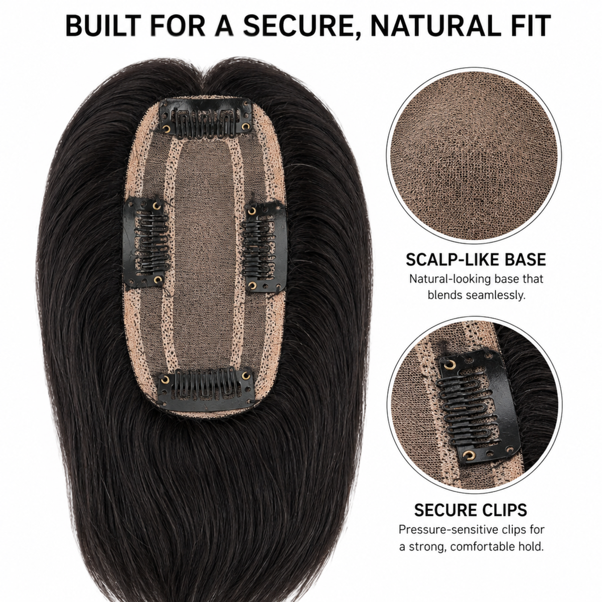 Hairzo Monofilament Hair Topper for Women – 100% Human Hair