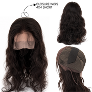 Hairzo 4×4 Short Closure Wig for Women – 100% Human Hair, Natural Black, Clear Front Hairline