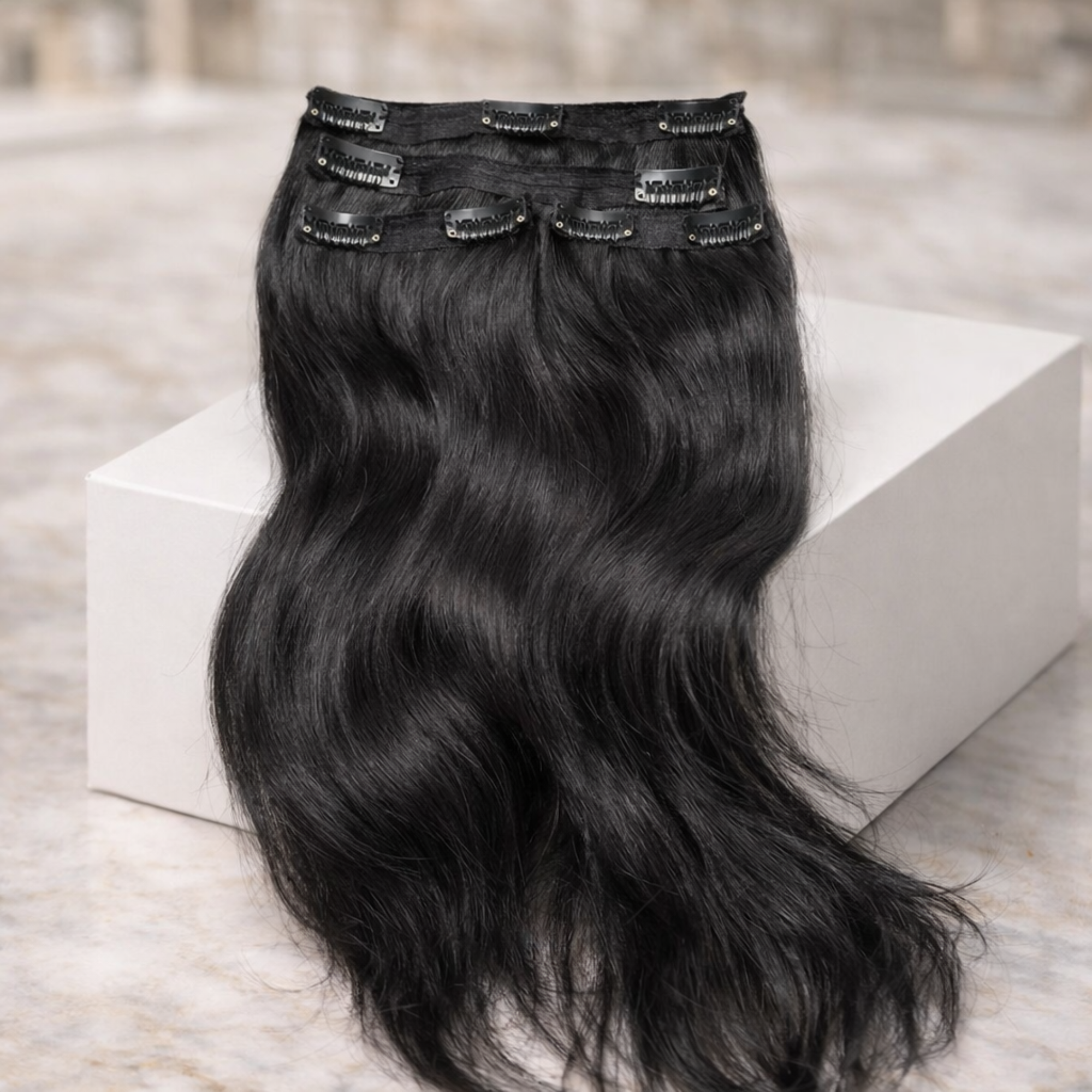 Natural Black Classic Clip-In Hair Extensions – 100% Human Hair Extensions