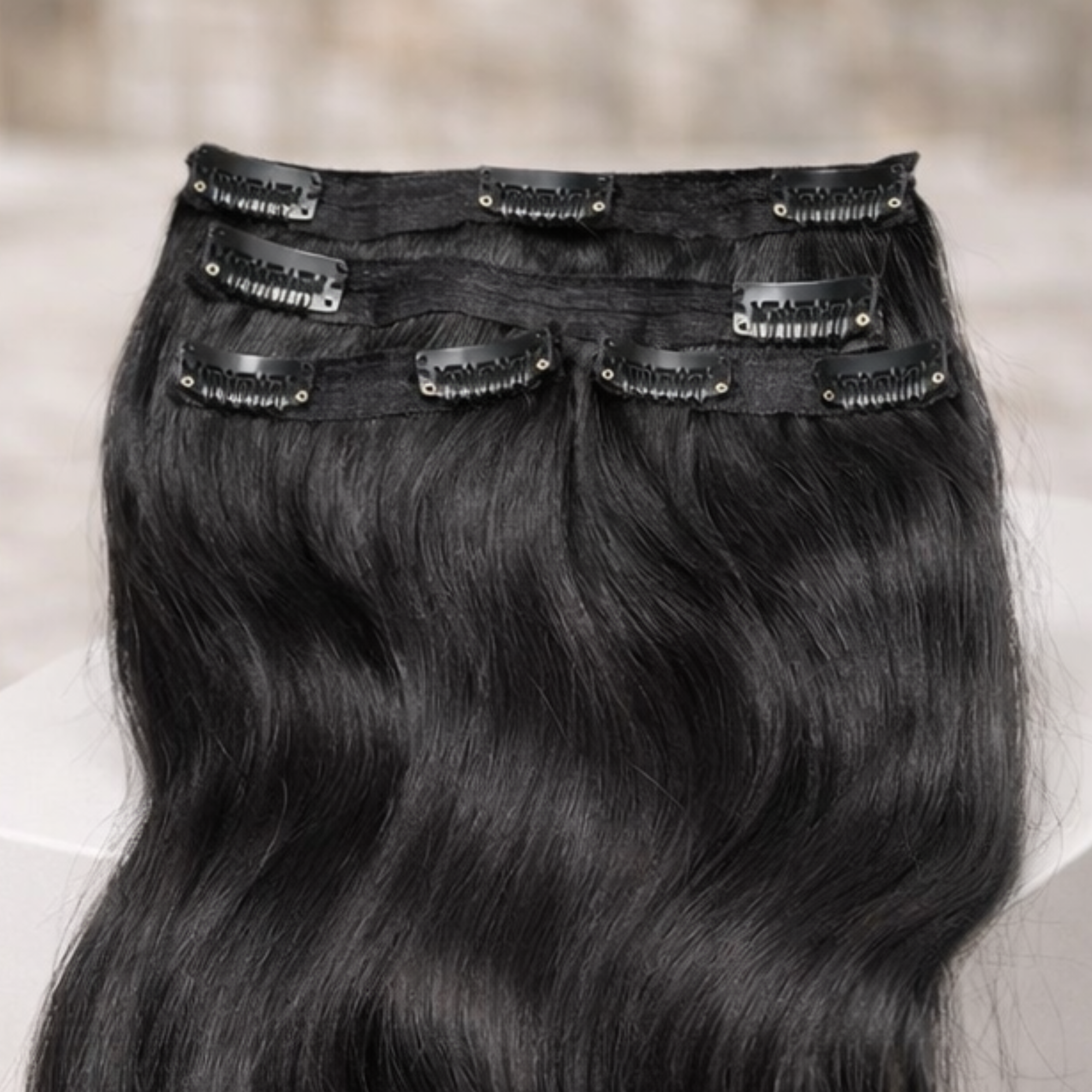 Natural Black Classic Clip-In Hair Extensions – 100% Human Hair Extensions