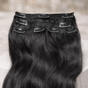 Natural Black Classic Clip-In Hair Extensions – 100% Human Hair Extensions