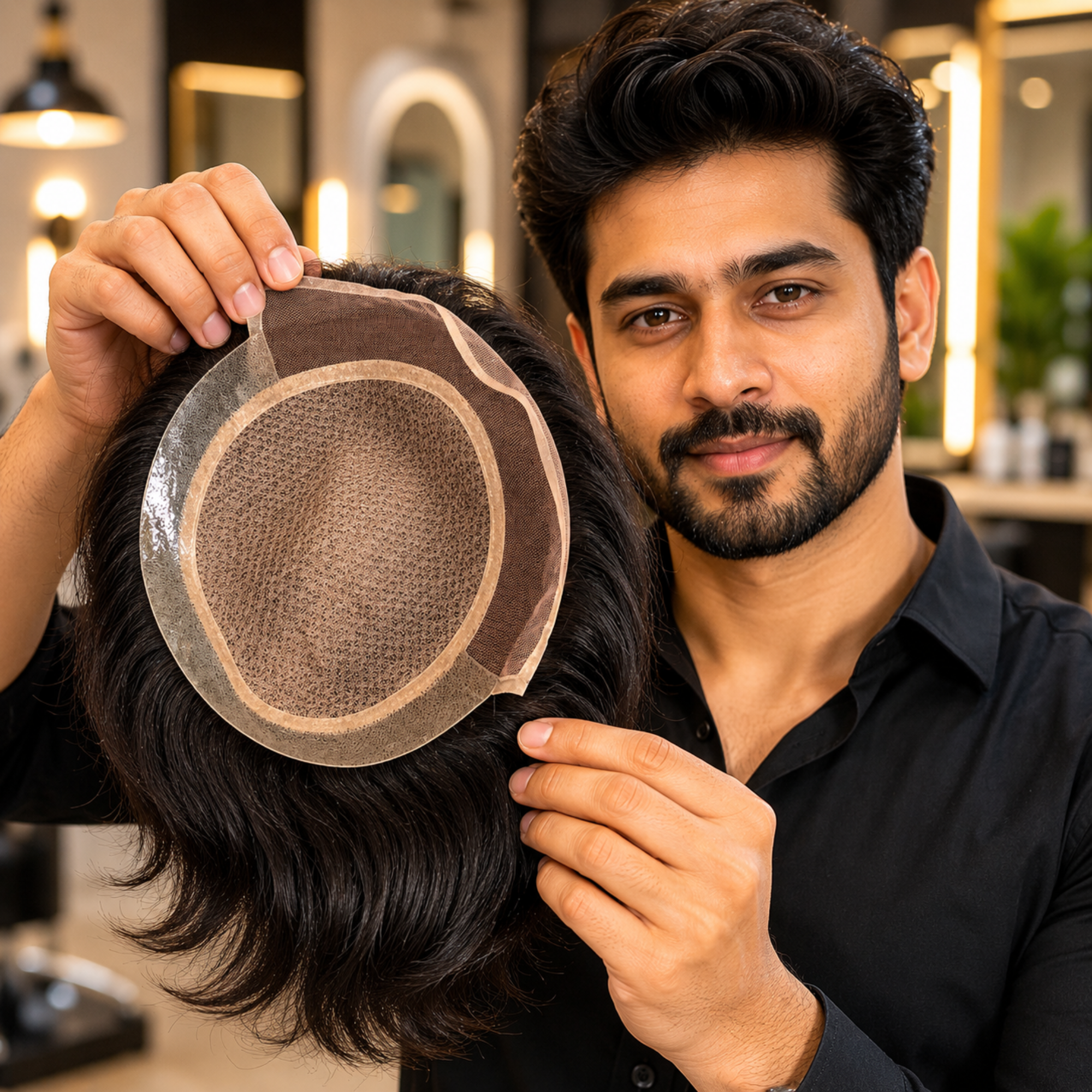 Hairzo MIRAGE Front Lace Hair Patch for Men | 100% Human Hair Toupee with Natural Invisible Hairline | Breathable Front Lace Hair Replacement System