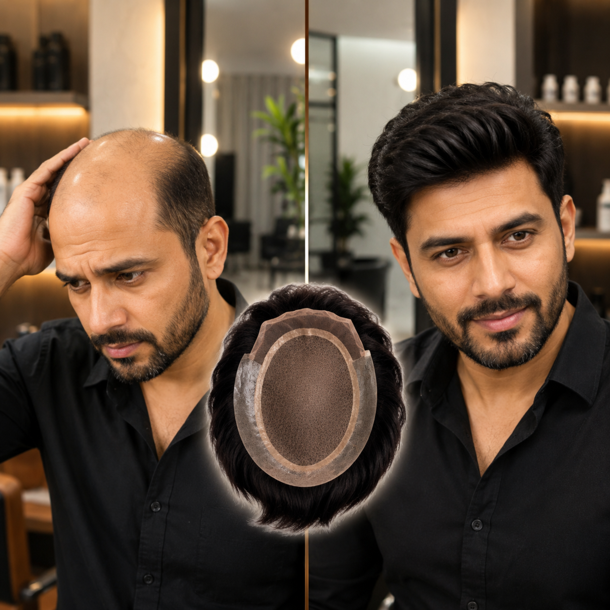 Hairzo MIRAGE Front Lace Hair Patch for Men | 100% Human Hair Toupee with Natural Invisible Hairline | Breathable Front Lace Hair Replacement System