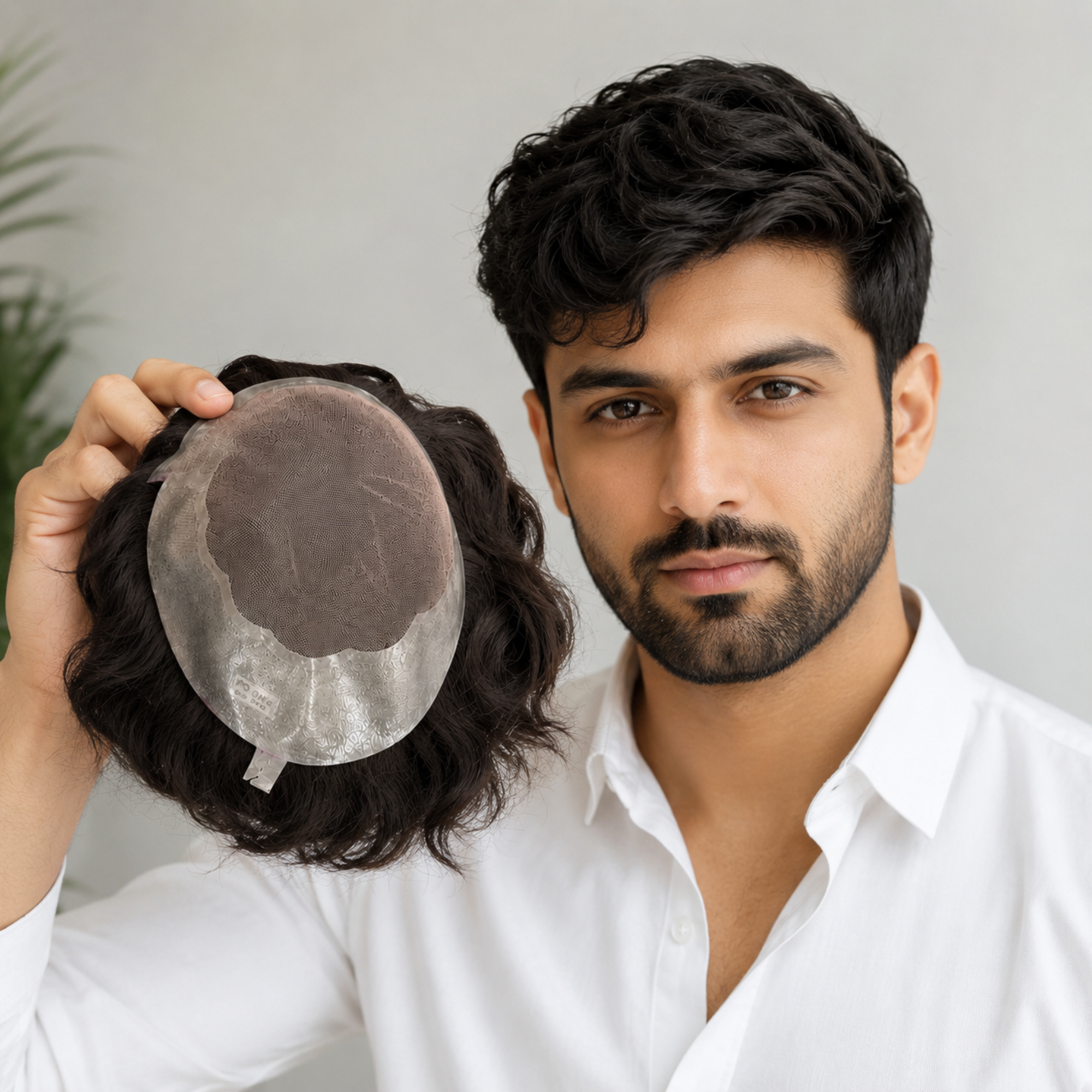 Hairzo Q6 Hair Patch for Men | French Lace Human Hair Toupee with Ultra Thin 4D Lace & Flexible PU Base | Natural Hair Replacement System for Men