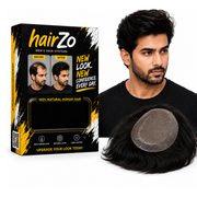 Hairzo BMW Smart Hair Patch for Men | 100% Real Human Hair Toupee with 3X Optical Base & Slim PU Perimeter | Natural Hair Replacement System for Bald Men