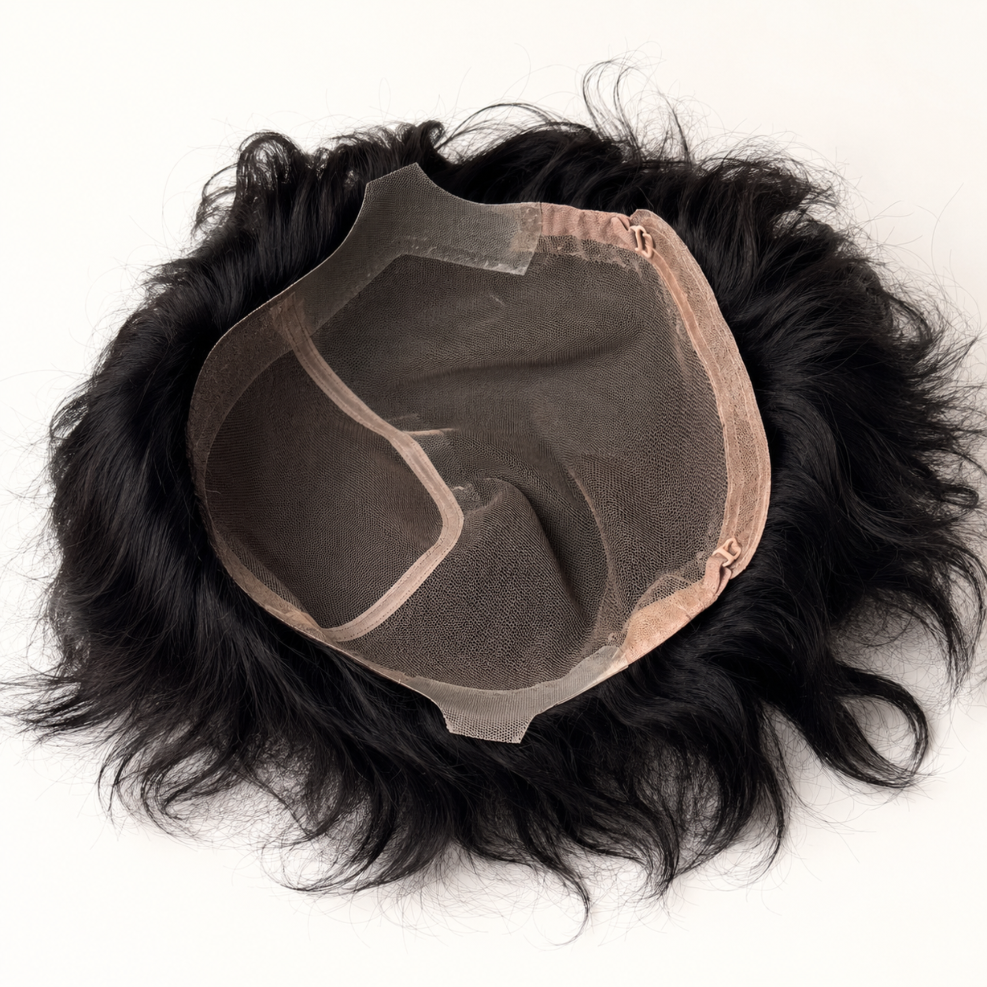 Hairzo Full Lace Skin Mesh Men's Full Wig | 100% Indian Remy Human Hair Wig with Adjustable Band | Breathable Full Coverage Hair Replacement System for Men