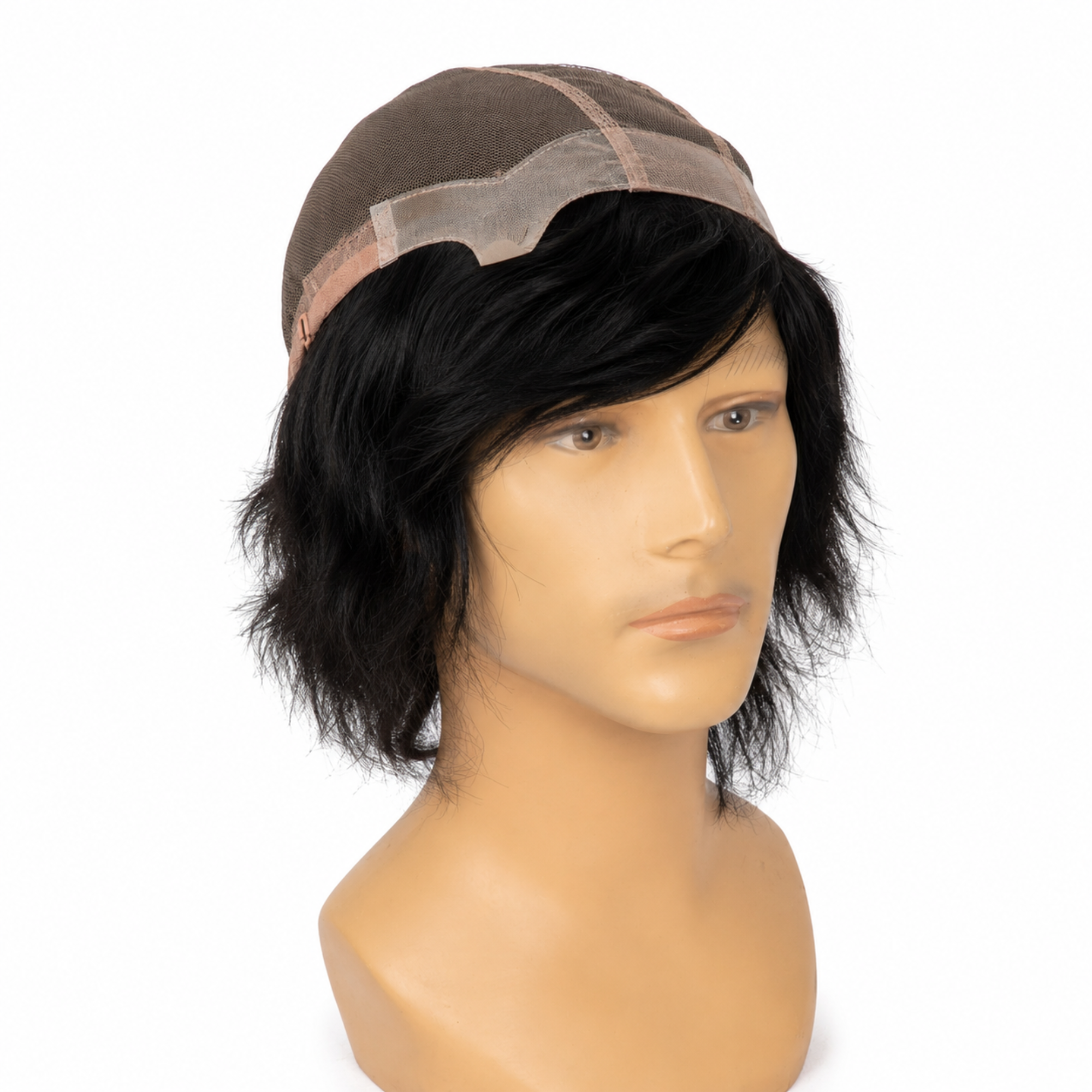 Hairzo Full Lace Skin Mesh Men's Full Wig | 100% Indian Remy Human Hair Wig with Adjustable Band | Breathable Full Coverage Hair Replacement System for Men