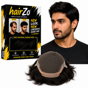 Hairzo Premium Front Lace Monofilament Hair wigs for Men | 100% Indian Remy Human Hair Toupee with Fine Mono Net & PU Coated Base