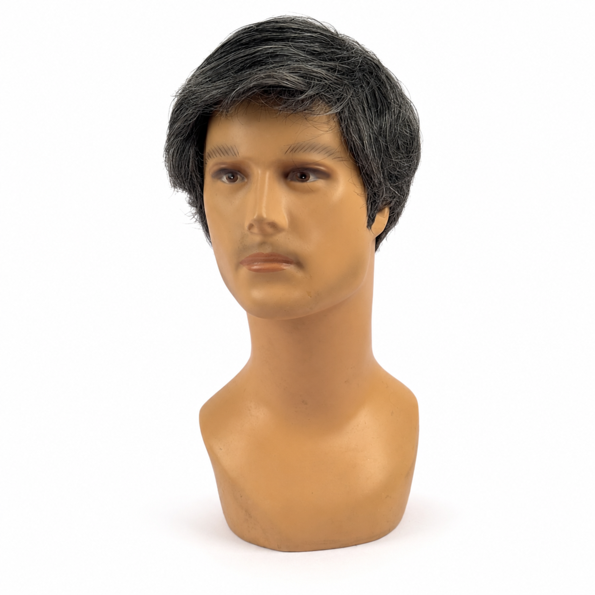 Hairzo Salt & Pepper Grey Men's Full Wig | 100% Human Hair Full Wig for Men | Natural Grey Blend Hair Replacement Wig with Adjustable Fit