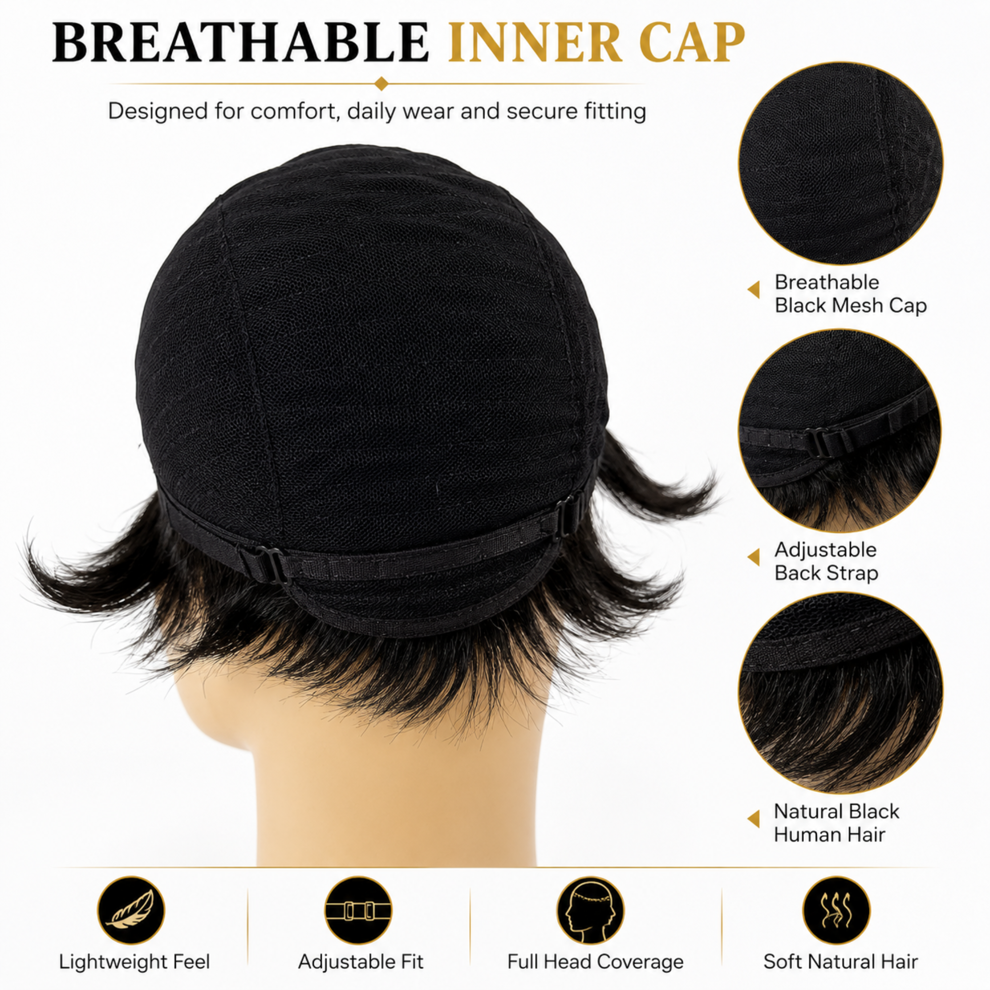 Hairzo Free Styling Men's Wig | 100% Human Hair Full Wig for Men | Natural Looking Hair Replacement Wig with Styling Freedom