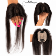 Hairzo Silk Base Hair Topper with Side Bangs | Clip-In Hair Topper for Thinning Hair, Grey Hair & Root Coverage | Natural Looking Hairpiece for Men & Women