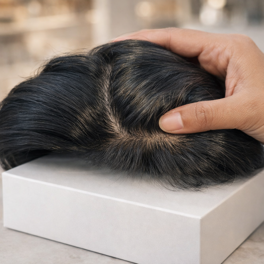 Men Hair Toupée Pre-Cut – Silk Base Most Natural Looking Hair Topper for Men