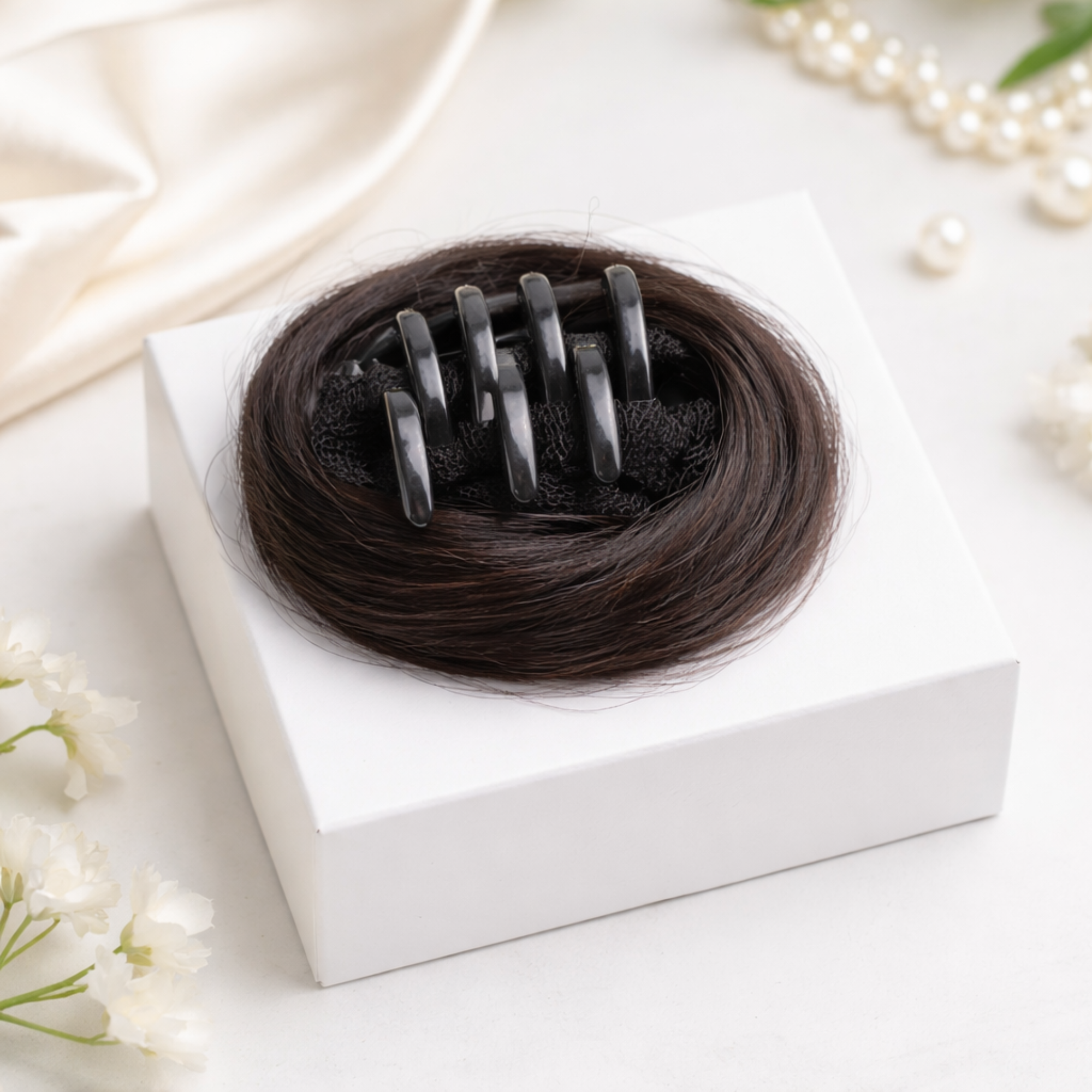 Unisex Clip-On Bun – 100% Natural Human Hair Mini Bun for Men & Women