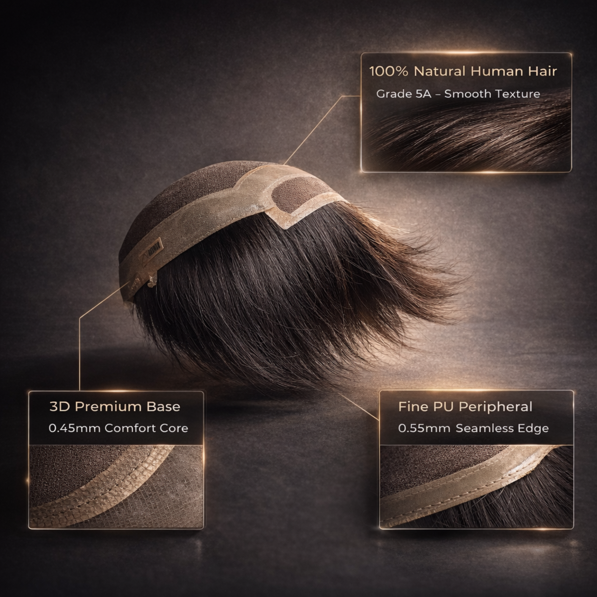 Hairzo Front Lace Smart Hair Patch for Men – 100% Human Hair