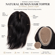 Hairzo Mirage Ladies Topper – Natural Human Hair Topper for Women, Medium Length