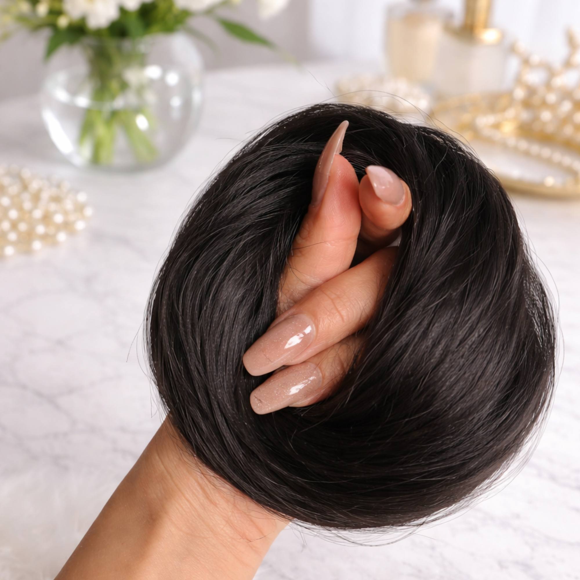 Human Hair Donut Scrunchie Bun – Natural Messy Scrunchie Hair Bun Extension
