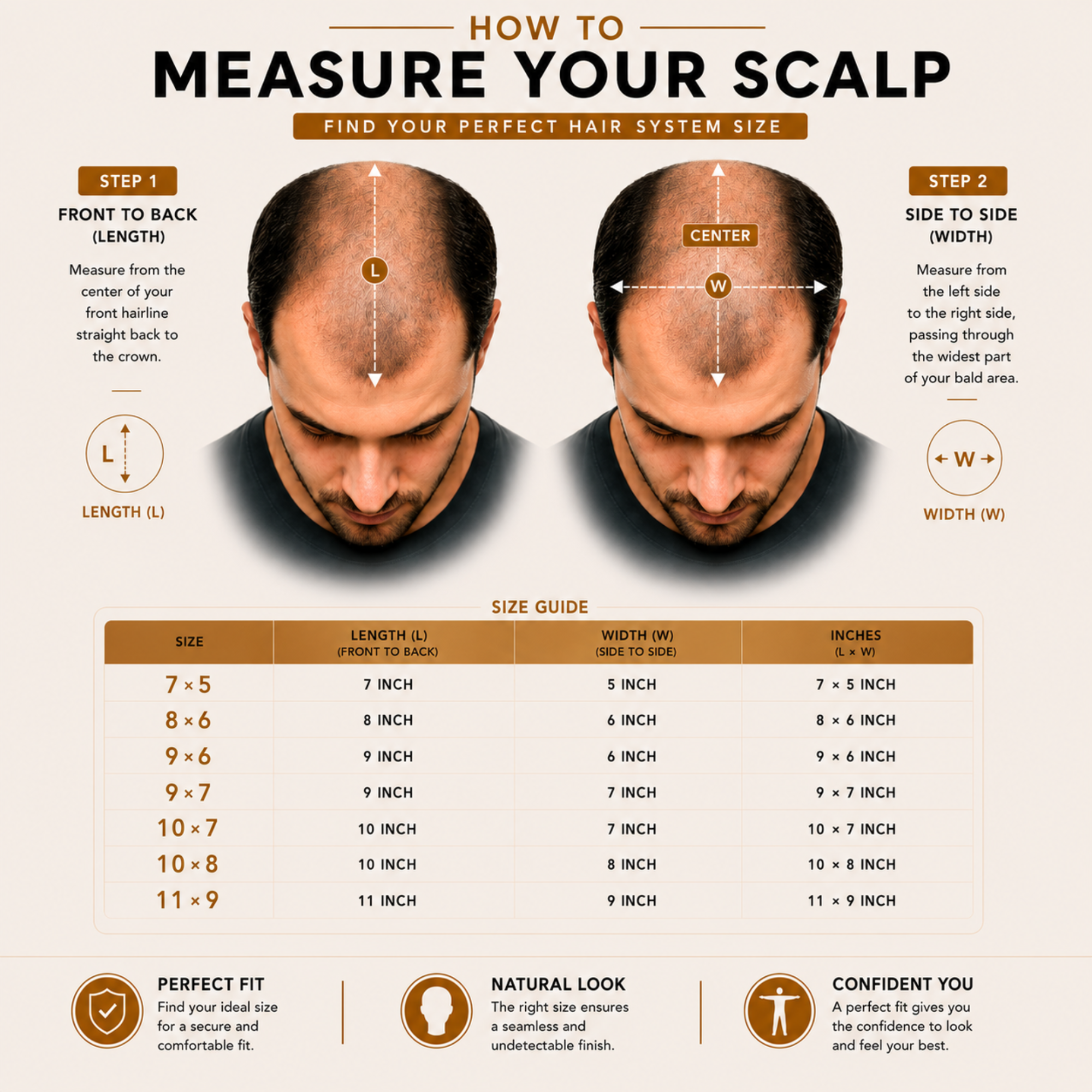Hairzo Imported Back Combing Men's Full Wig | 100% Human Hair Full Wig for Men | Natural Looking Hair Replacement Wig with Adjustable Fit