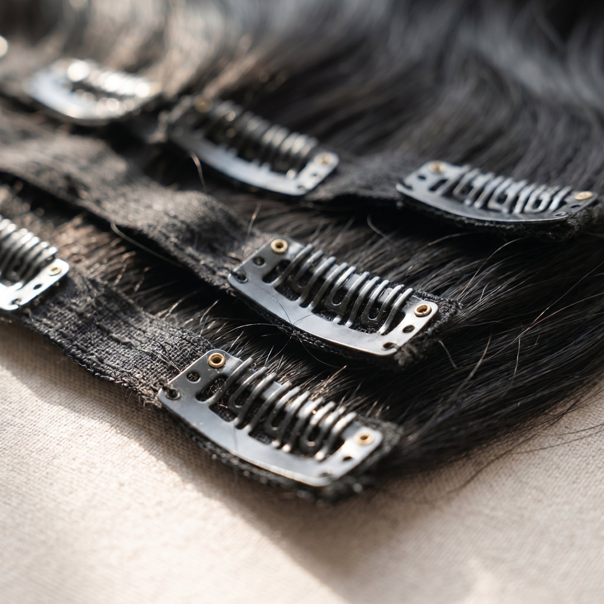 Natural Black Classic Clip-In Hair Extensions – 100% Human Hair Extensions