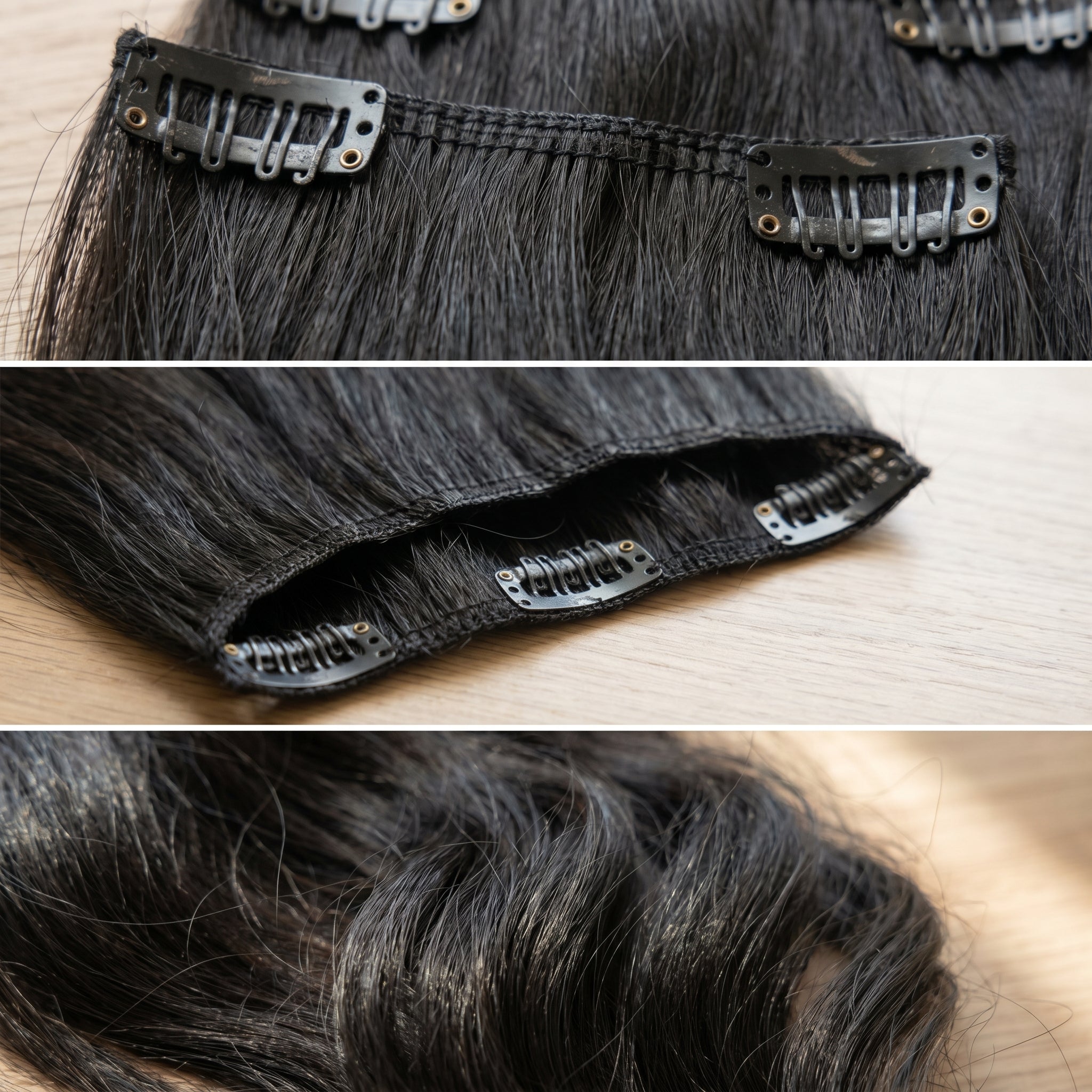 Natural Black Classic Clip-In Hair Extensions – 100% Human Hair Extensions